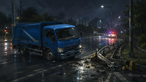 Three Sanitation Workers Killed in Early Morning Crash with 25-Ton Dump Truck at Intersection 새벽 청소 나서던 환경미화원 3명 참변…25t 덤프트럭과 교차로서 충돌.png